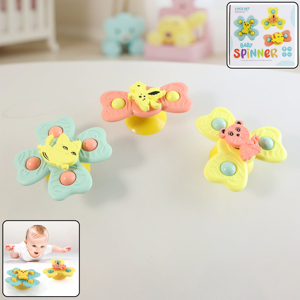 Buzzy Baby Spinner Toy Set  Suction Cup Spinning Toys (3 Pc Set)