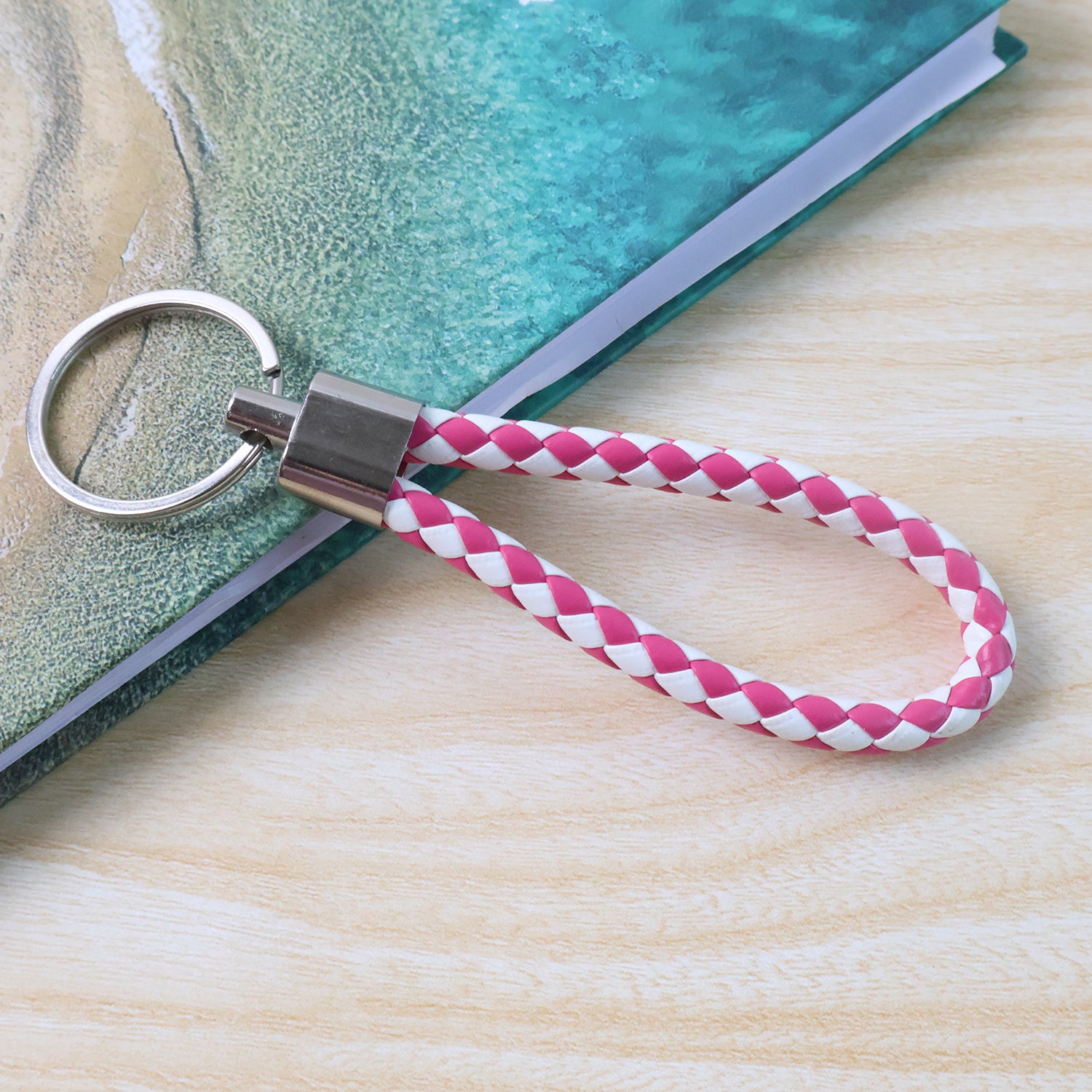 Leather Style Keychain With Metal Ring - (1 Pc)