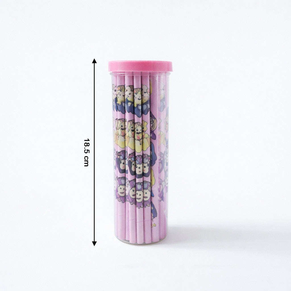 Cartoon Printed Wooden Pencil Set (50 Pc Pack)