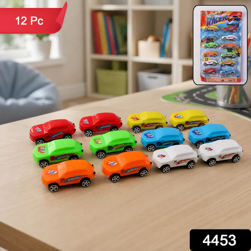 Super City Car Racer Toy For Boys And Girls Pull Push Vehicle Car (Set Of 12pcs)  (Multicolor) - 4453