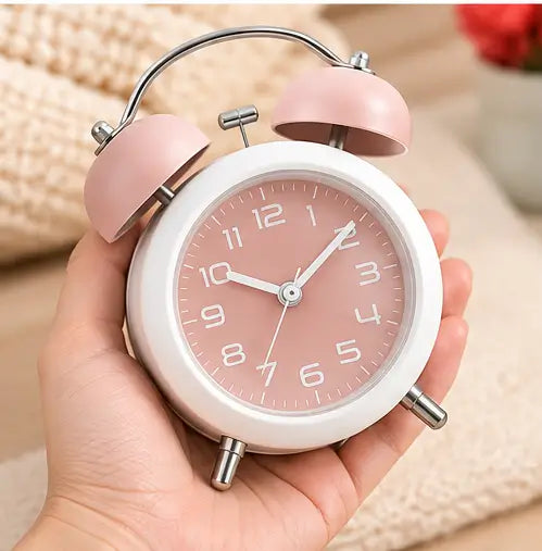 Vintage Twin Bell Metal Alarm Clock with Night LED Display – Retro Table Clock
