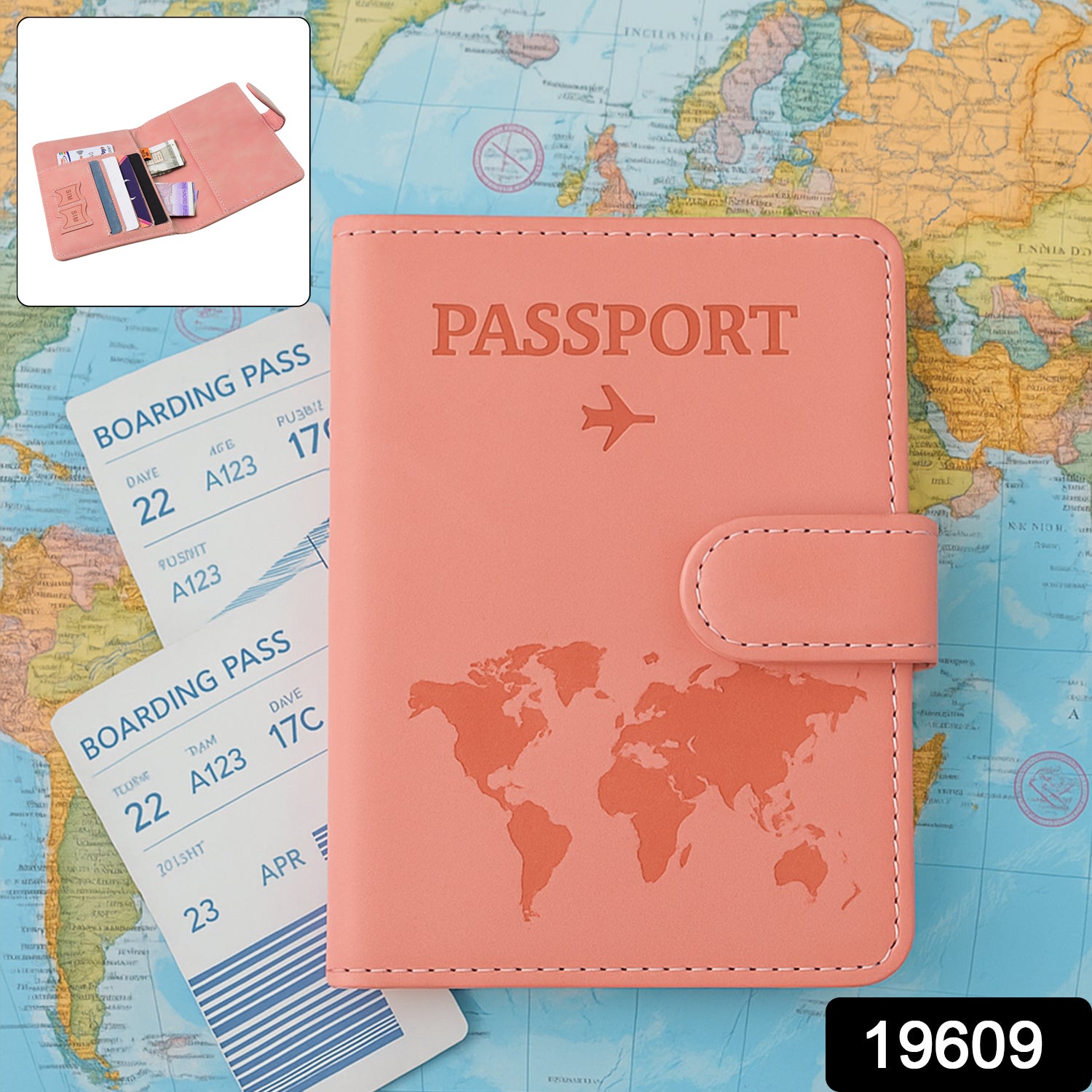 Premium World Map Design Travel Passport Holder  Wallet (15x11cm  1 Pc)