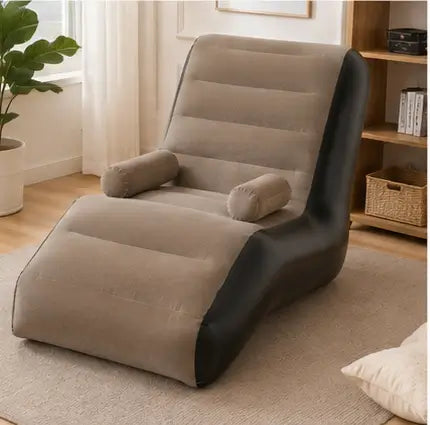 Inflatable Sofa Chair with Footstool & Electric Air Pump – Foldable Air Couch for Indoor & Outdoor Use