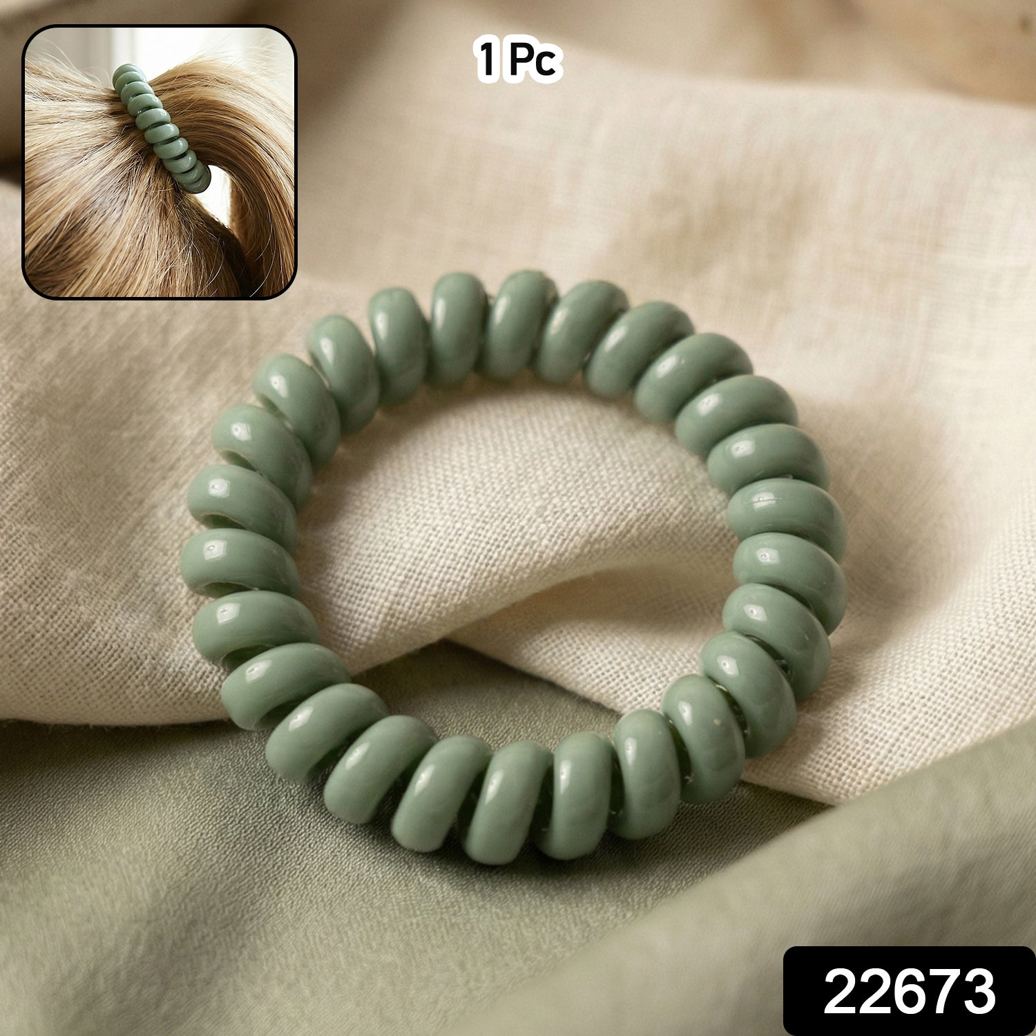 Soft Stretchable Telephone Wire Style Hair Bands Set (1 Pc)