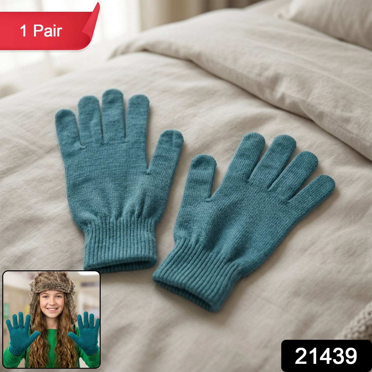 Warm Winter Knitted Gloves For Men Women Soft Stretchable (1 Pair)