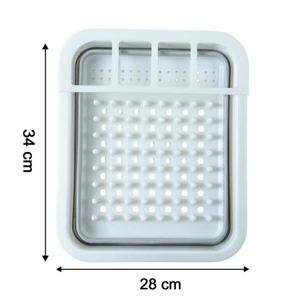 Collapsible Folding Silicone Dish Drying Drainer Rack With Spoon Fork Knife Storage Holder - 0804