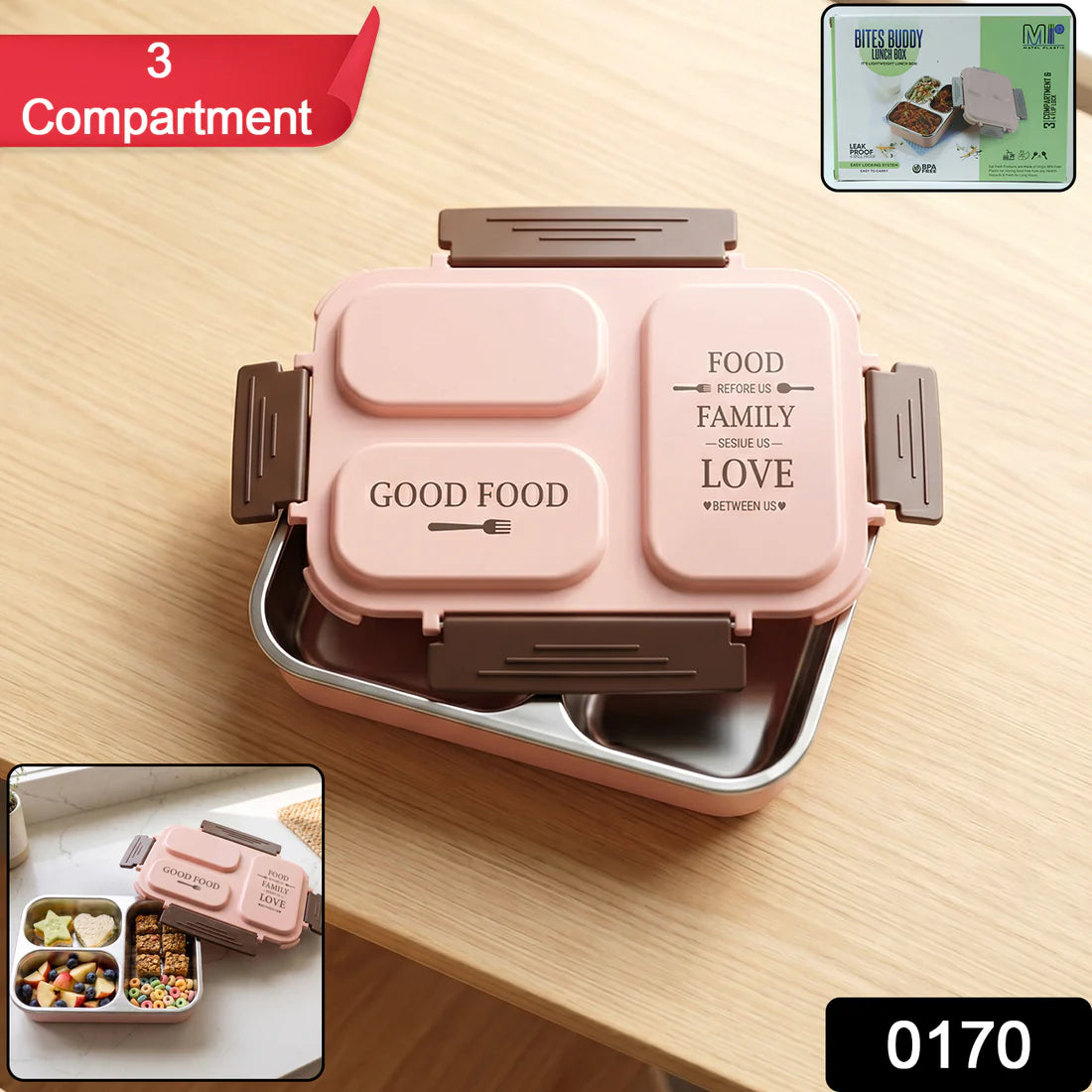 Lunch Box (200 Ml Each Container) With Attractive Stand - 4 Pcs