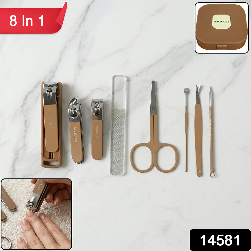 8 In 1 Premium Manicure  Pedicure Grooming Kit - (Set)