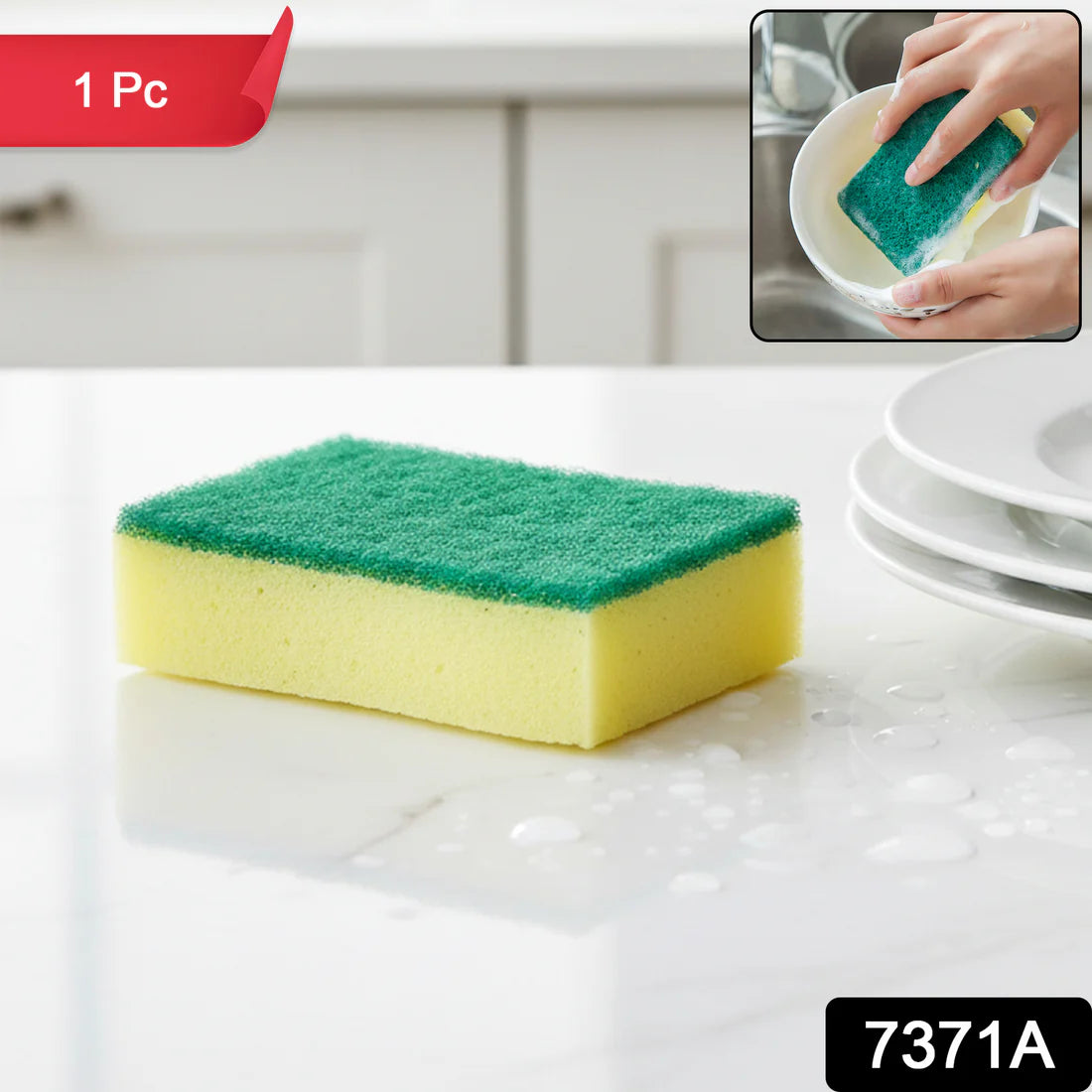 Multi-purpose Medium 2 In 1 Color Scratch Scrub Sponges Sponge Wear Resistance Dish Washing Tool High Friction Resistance Furniture For Refrigerator Sofa For Kitchen Household (1 Pc)