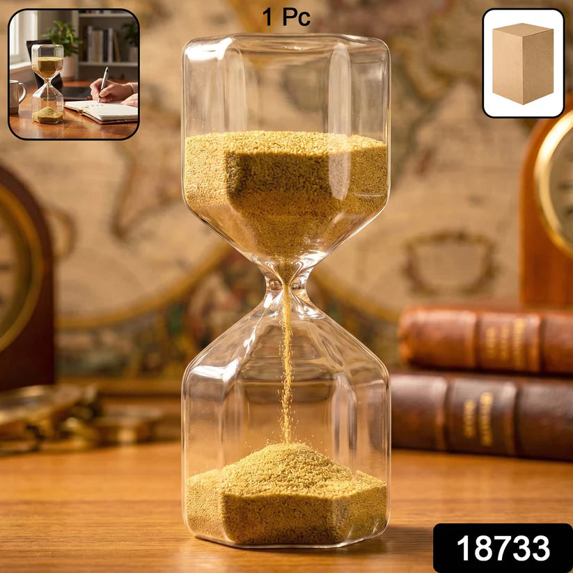 Faceted Glass Hourglass Sand Timer - (1 Pc  4 Minutes Approx Time)