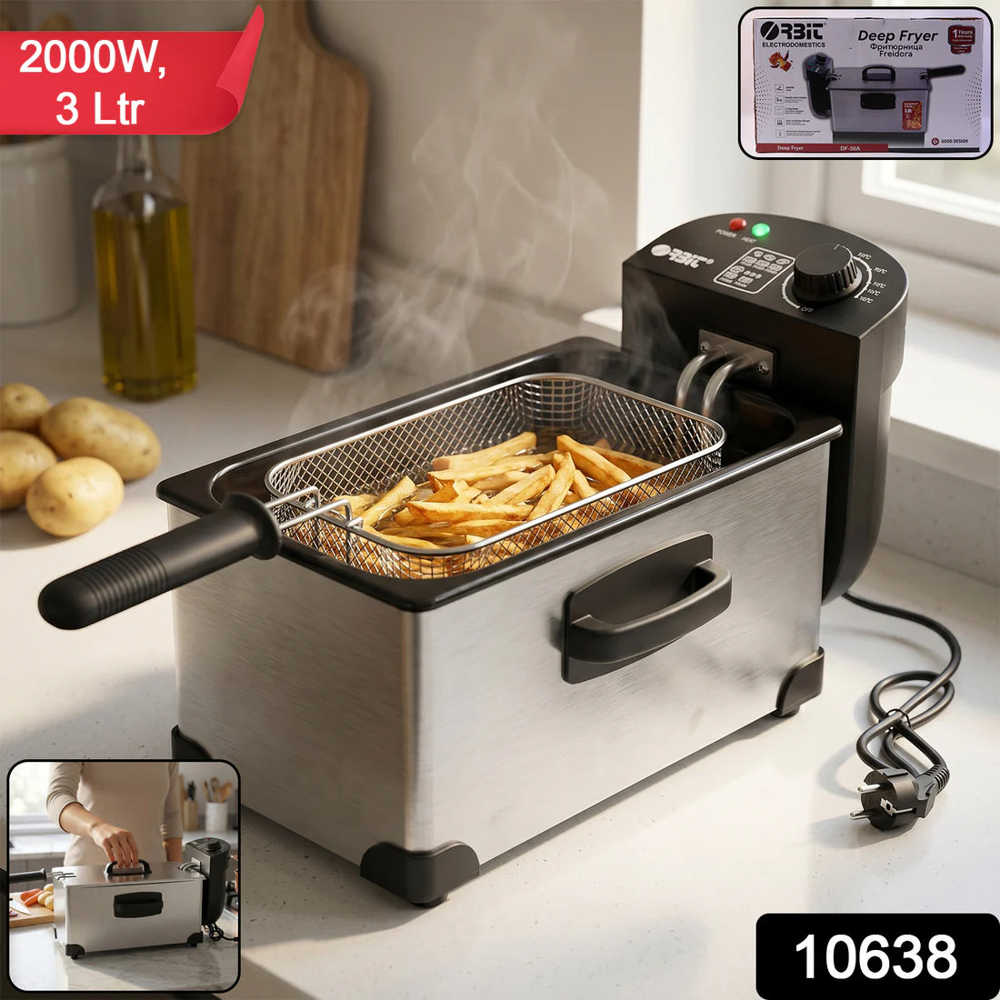 Orbit Heavy Duty 2000w Deep Fryer With 3.5 Litre Oil Capacity