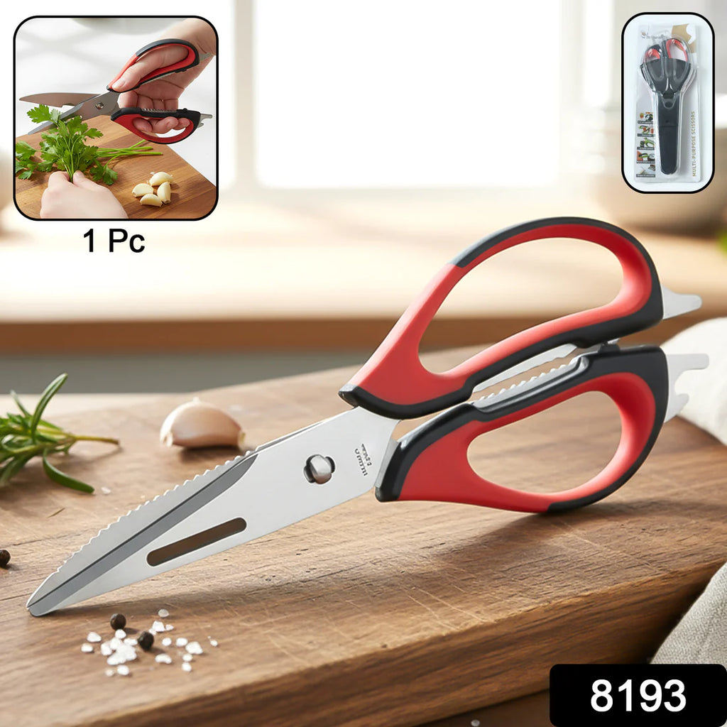 Multi-purpose Kitchen Shears With Magnetic Holder Stainless Steel Red Multifunction Heavy Duty And Kitchen Scissors - 8193