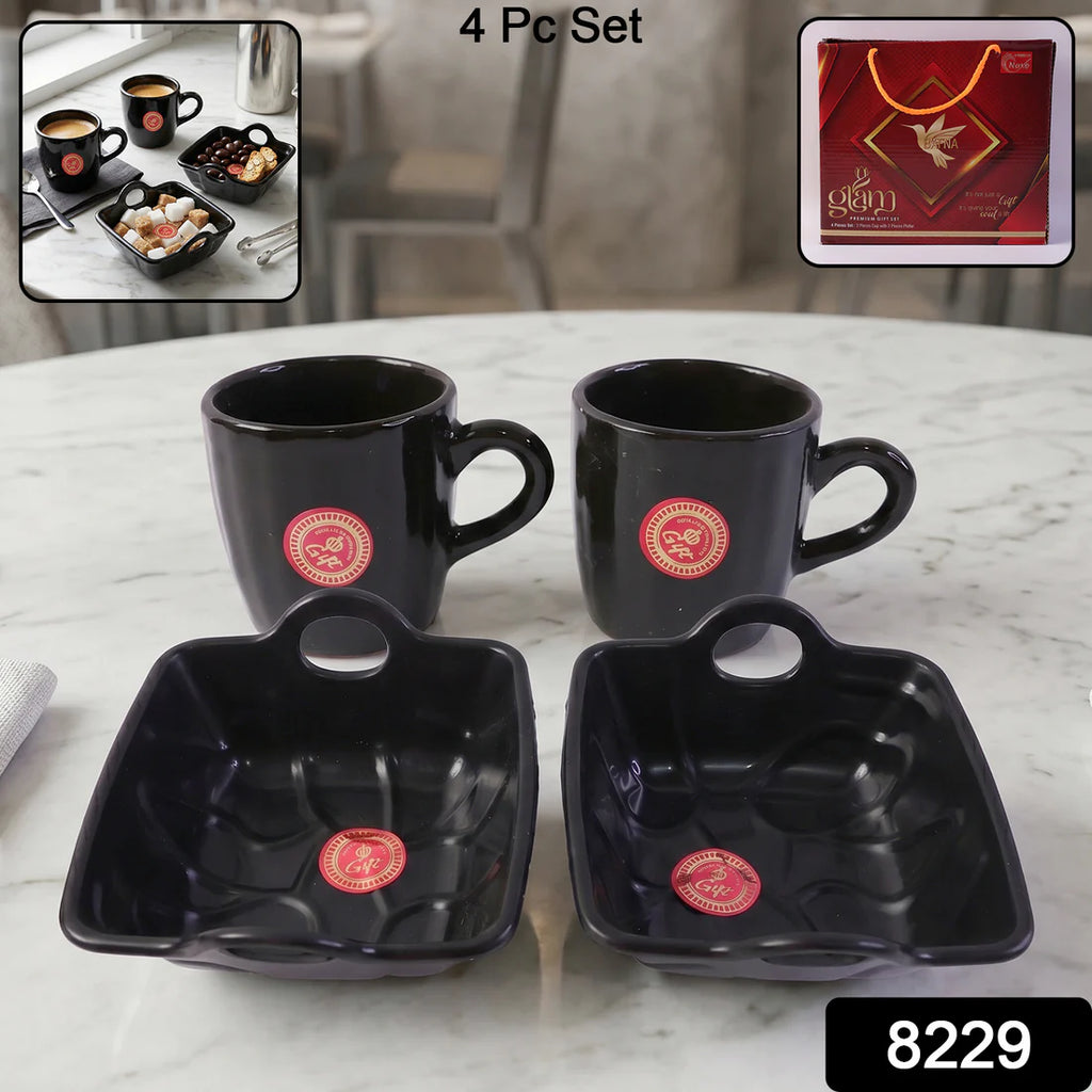 Play Station Ceramic Tea  Cups  Mug Set With Handle Serving Bowl Milk Cup Coffee Cup Tea Cup Breakfast Cup Drinking Mug Or Outdoor For Household Gift For Birthday Wedding Party (4 Pcs Set) - 8229