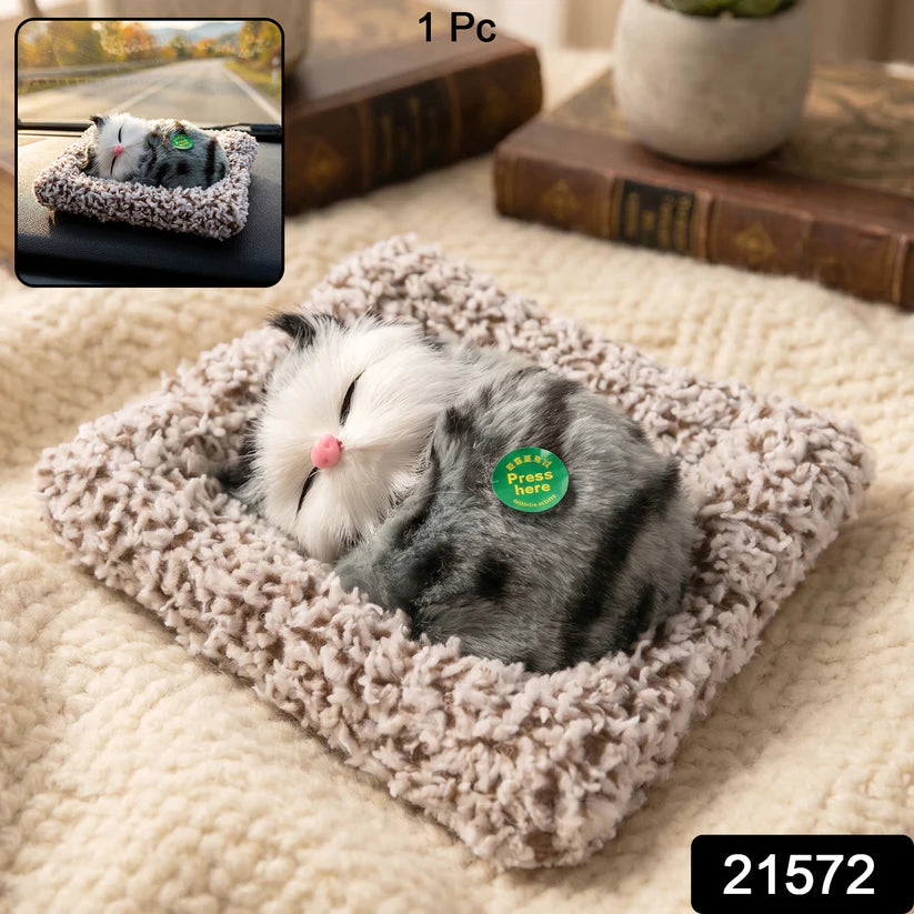 Soft Plush Cute Open-eye Cat Car Dashboard Showpiece Toy (1 Pc)