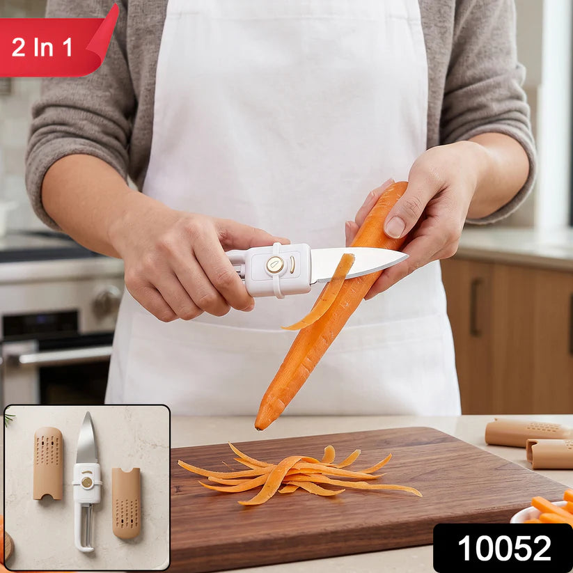 10052 Multifunctional Peeler Two In One Fruit Knife Fruit And Vegetable Cutting Knife+sawtooth Peeler Apple Carrot Potato Fruit Slice Antiskid
