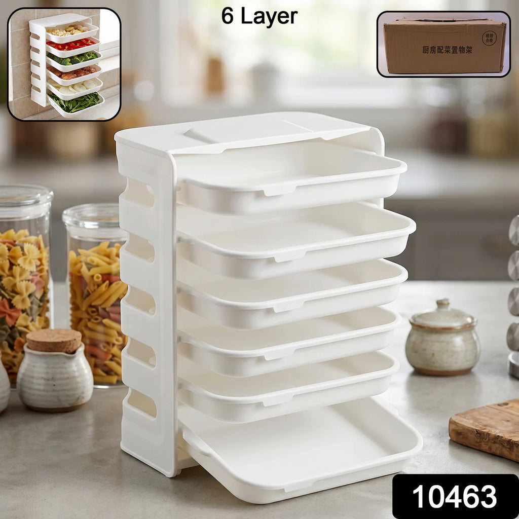 Plastic 6 Layer Wall-mounted Food Organizer Rack (1 Set)
