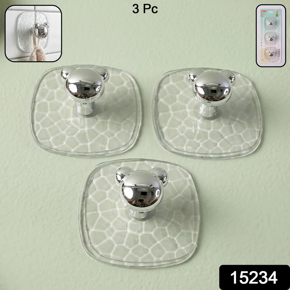 All-plastic Adhesive Wall Hooks - Strong No Damage Easy To Install (3 Pc Set)