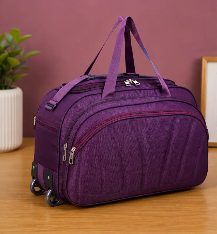 60L Travel Duffel Bag with Trolley Sleeve – Unisex Polyester Weekender Luggage Bag for Men & Women