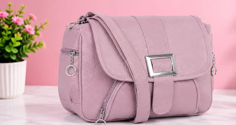Women's Textured Leatherette Handbag – Stylish Shoulder Tote Bag with 4 Compartments for Office, Shopping & Daily Use