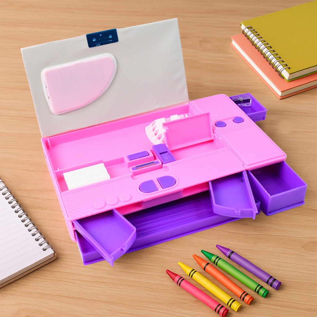 Multi-functional Space Theme Pencil Box With Built-in Calculator (1 Pc)