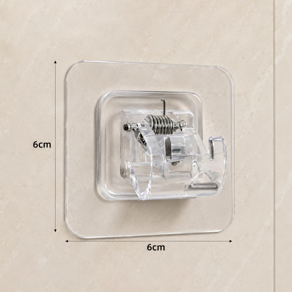 Transparent Spring Clip Adhesive Wall Holder Hook (1 Pc)