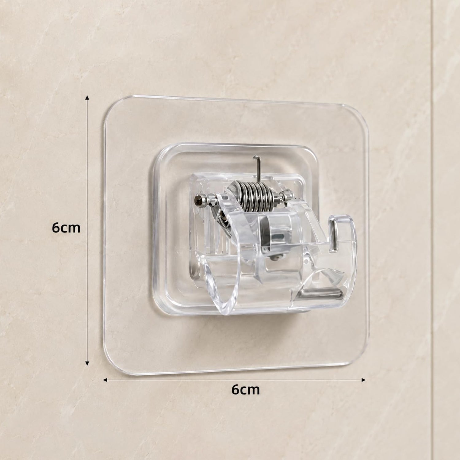 Transparent Spring Clip Adhesive Wall Holder Hook (1 Pc)