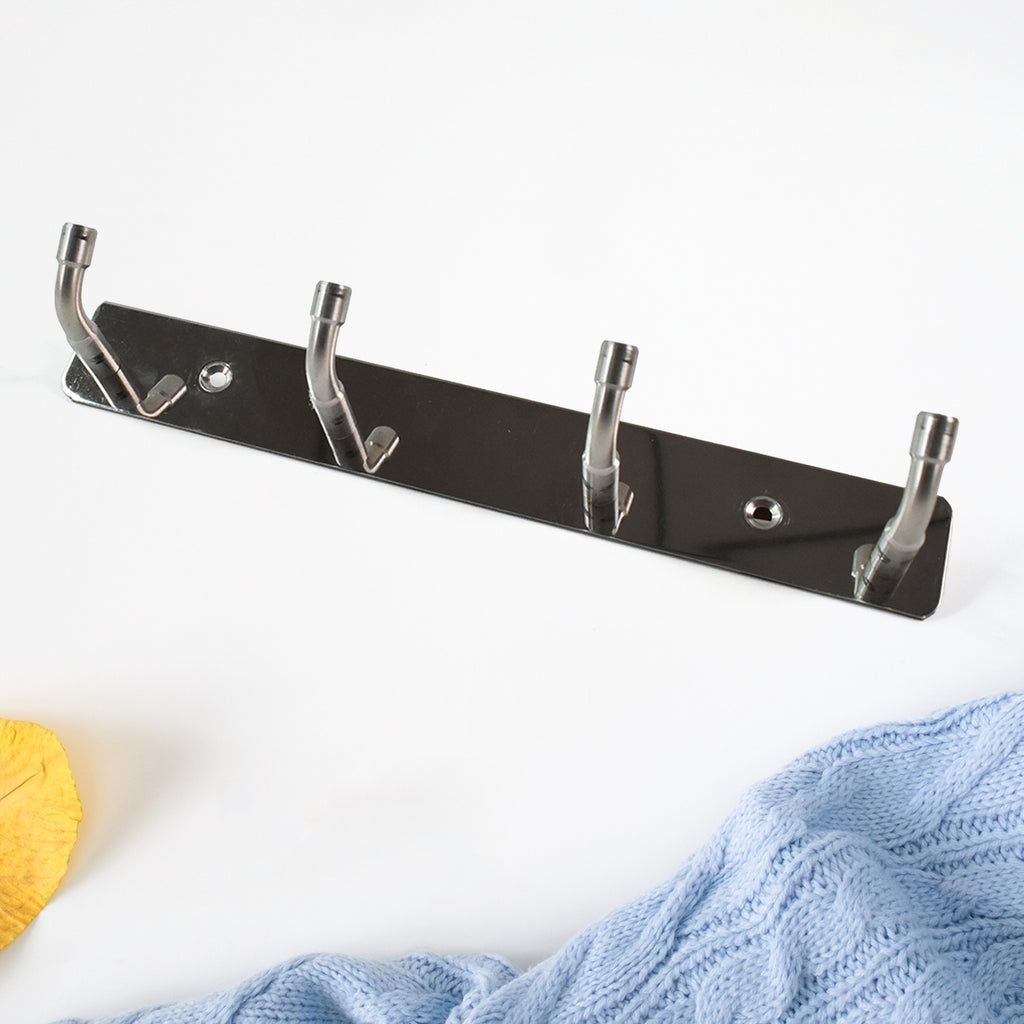 Stainless Steel Wall Mounted Coat 4 Hook Rack (20x3  1 Pc)