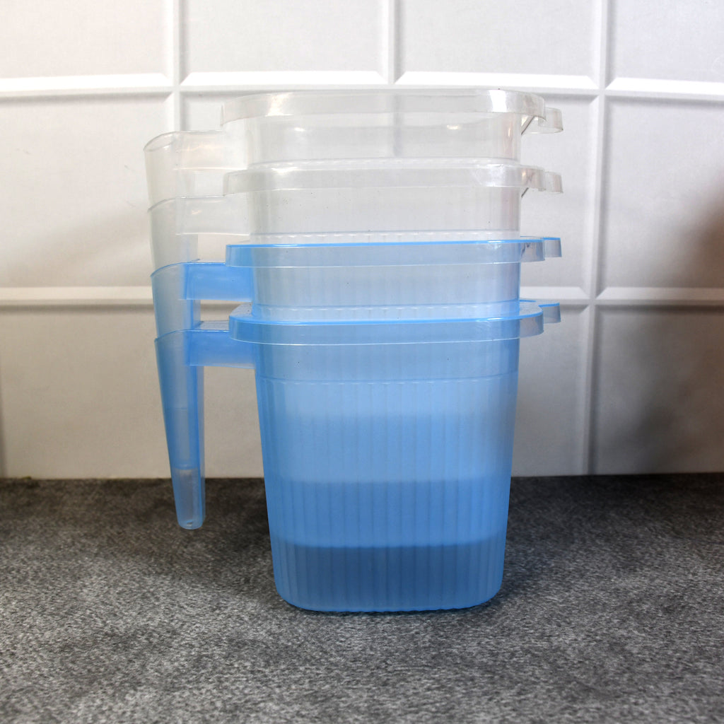 Plastic Transparent Bathroom Water Mug (4 Pc  Mix Colour  1000 Ml)