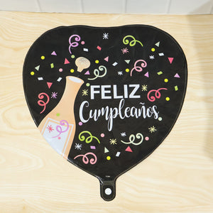 Black Heart Feliz Cumpleanos Foil Balloon (5 Pc)