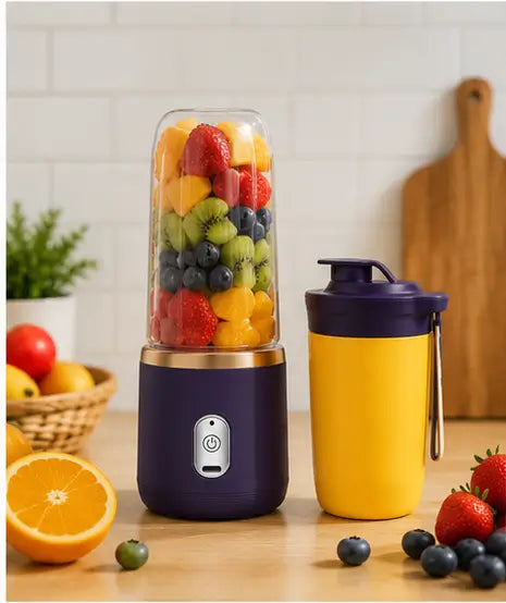 Portable USB Rechargeable Juicer Blender – 6 Blade Mini Mixer Grinder & Smoothie Maker | 500ml Personal Fruit Juice Blender