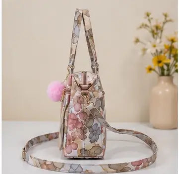 Women's Printed PU Leather Handbag – Stylish Shoulder & Crossbody Tote Bag with Adjustable Sling