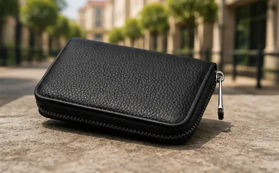 Premium PU Leather Credit Card Holder – 9 Slot Zipper Card Wallet for ATM, Debit, Credit & ID Cards
