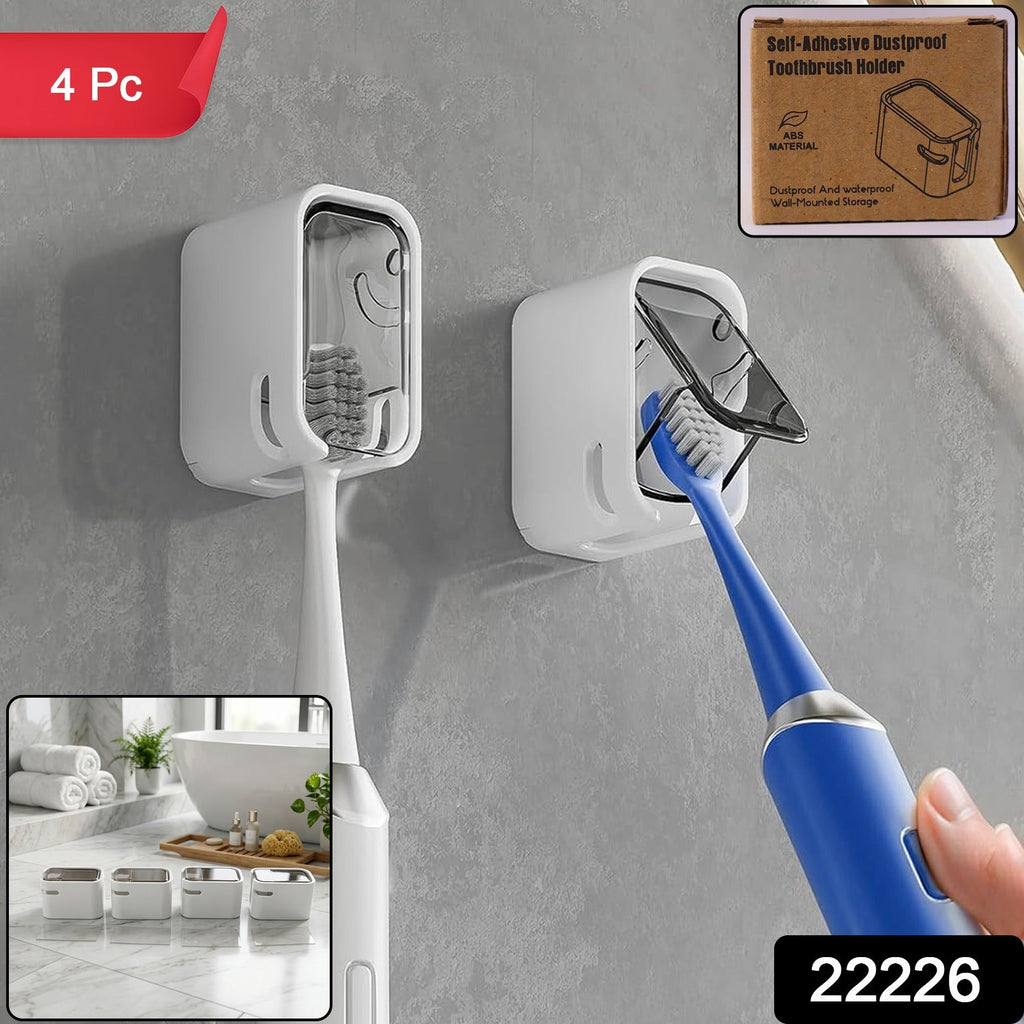 Self Adhesive Dustproof Toothbrush Holder  Space-saving Wall Mount