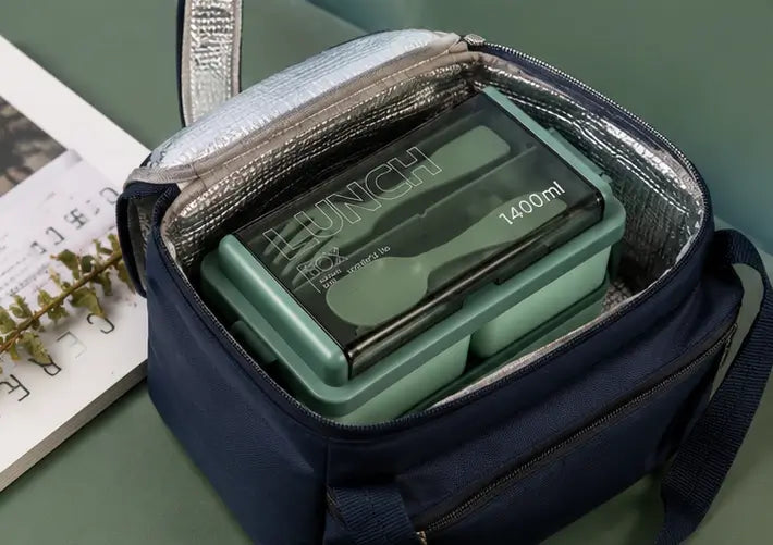 3-in-1 Plastic Lunch Box – Double Decker Airtight Tiffin with 3 Detachable Containers & 2 Spoon