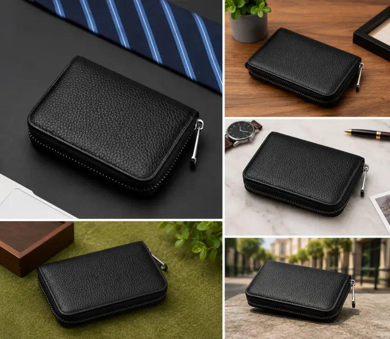 Premium PU Leather Credit Card Holder – 9 Slot Zipper Card Wallet for ATM, Debit, Credit & ID Cards