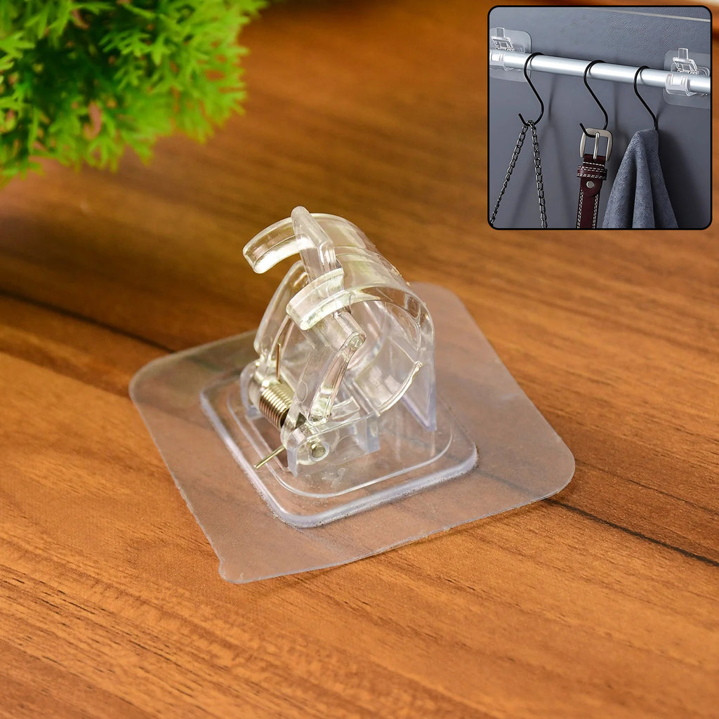 Transparent Spring Clip Adhesive Wall Holder Hook (1 Pc)