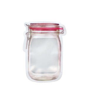 Reusable Airtight Seal Plastic Food Storage Mason Jar Zipper (500ml) (4 Pc)
