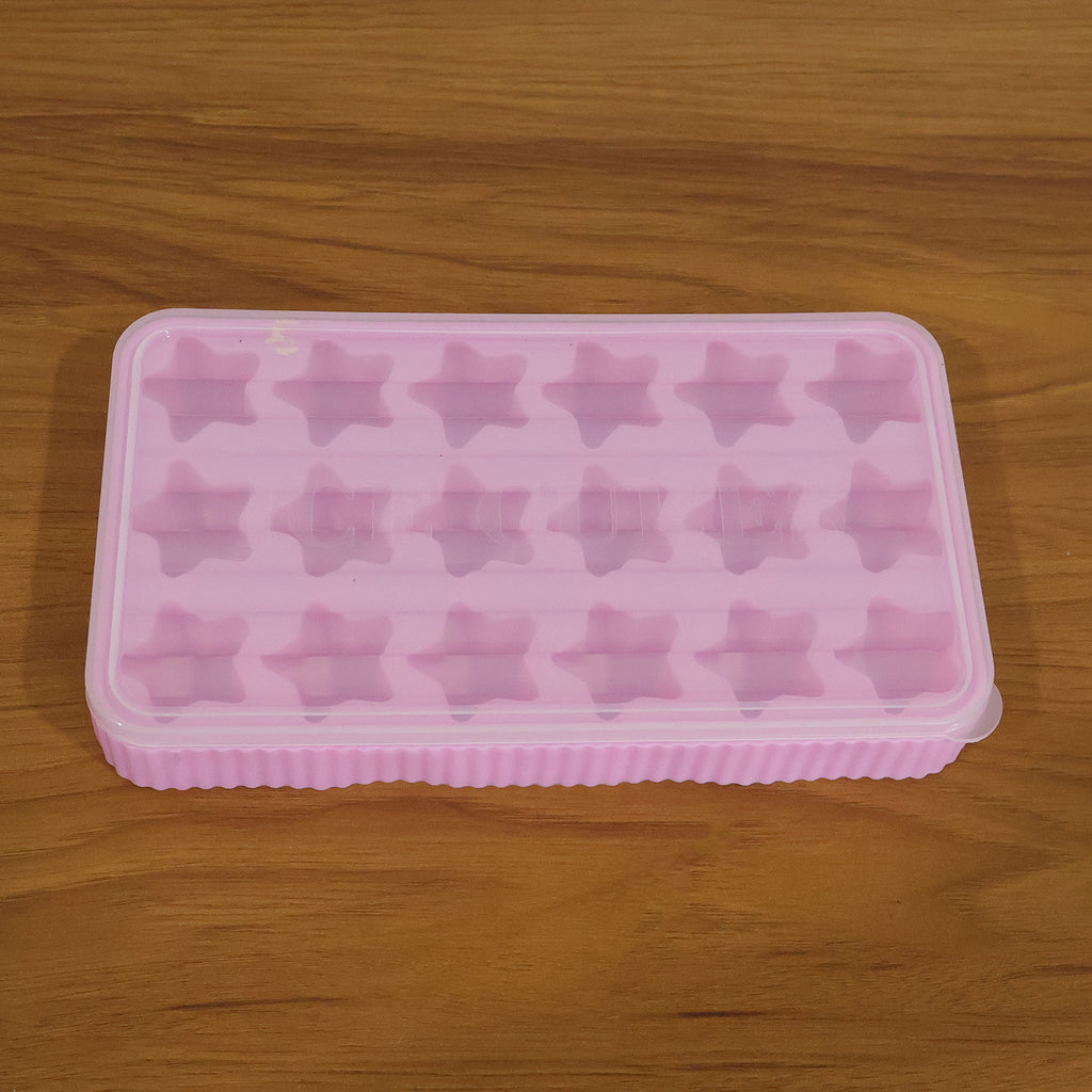 18 Grid Star Shape Ice Cube Tray With Lid (1 Pc)