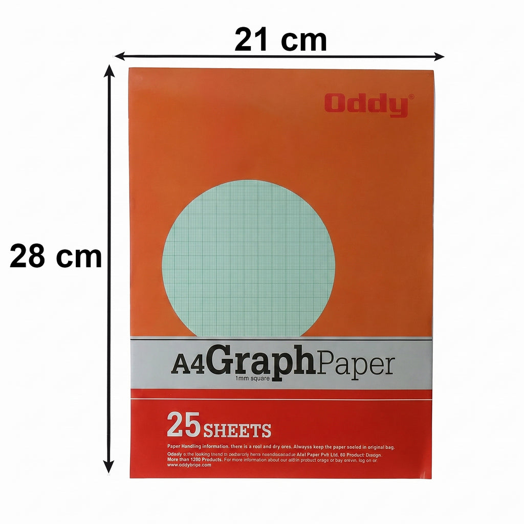 Oddy A4 Graph Paper 1mm Square Grid (25 Sheets Pad)
