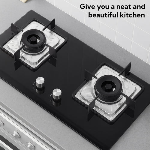 Aluminum Gas Stove Burner Protector Covers (10 Pc  23x23 Cm)
