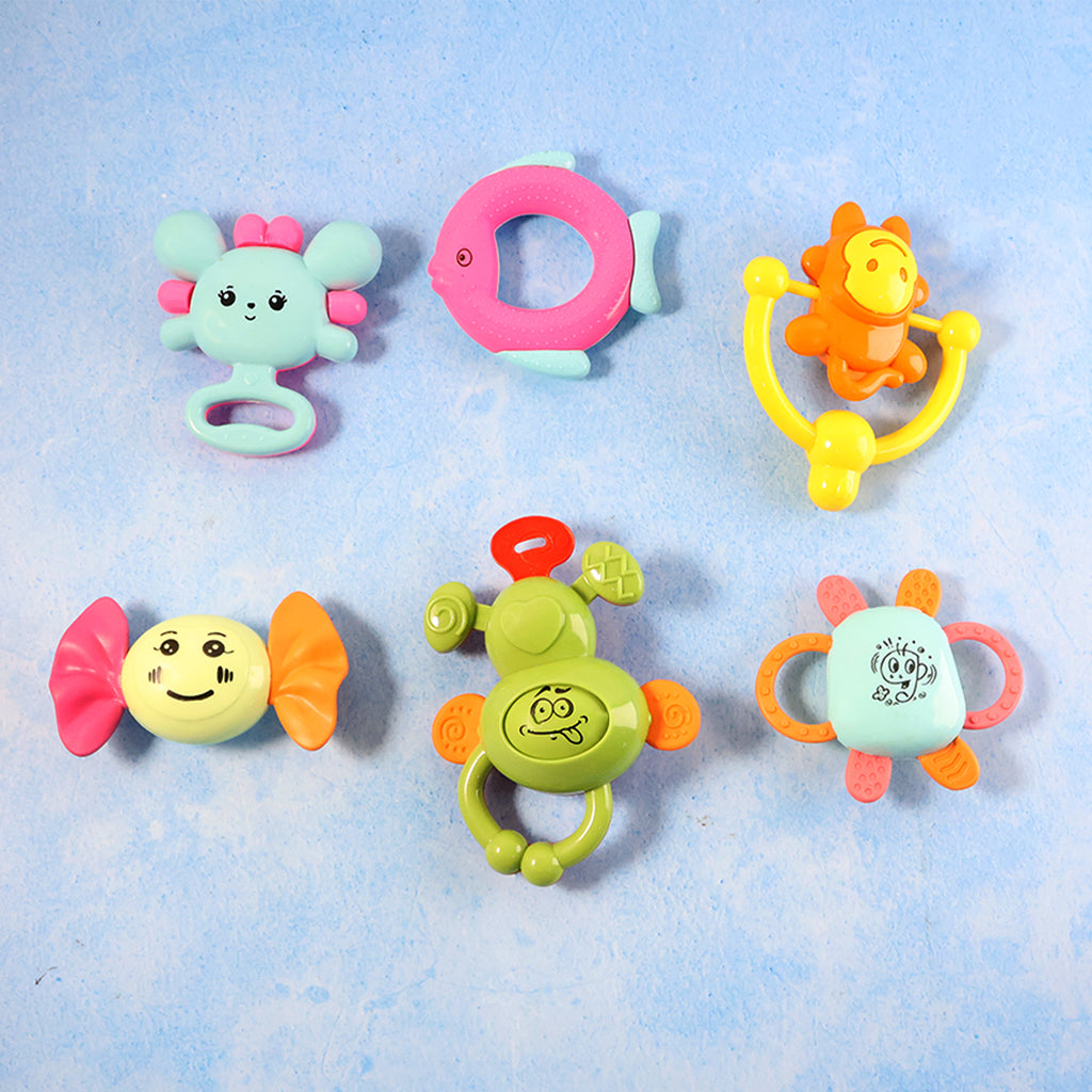 Play Cart Tiny Joys Rattle Toy Set  6-in-1 Baby Rattles