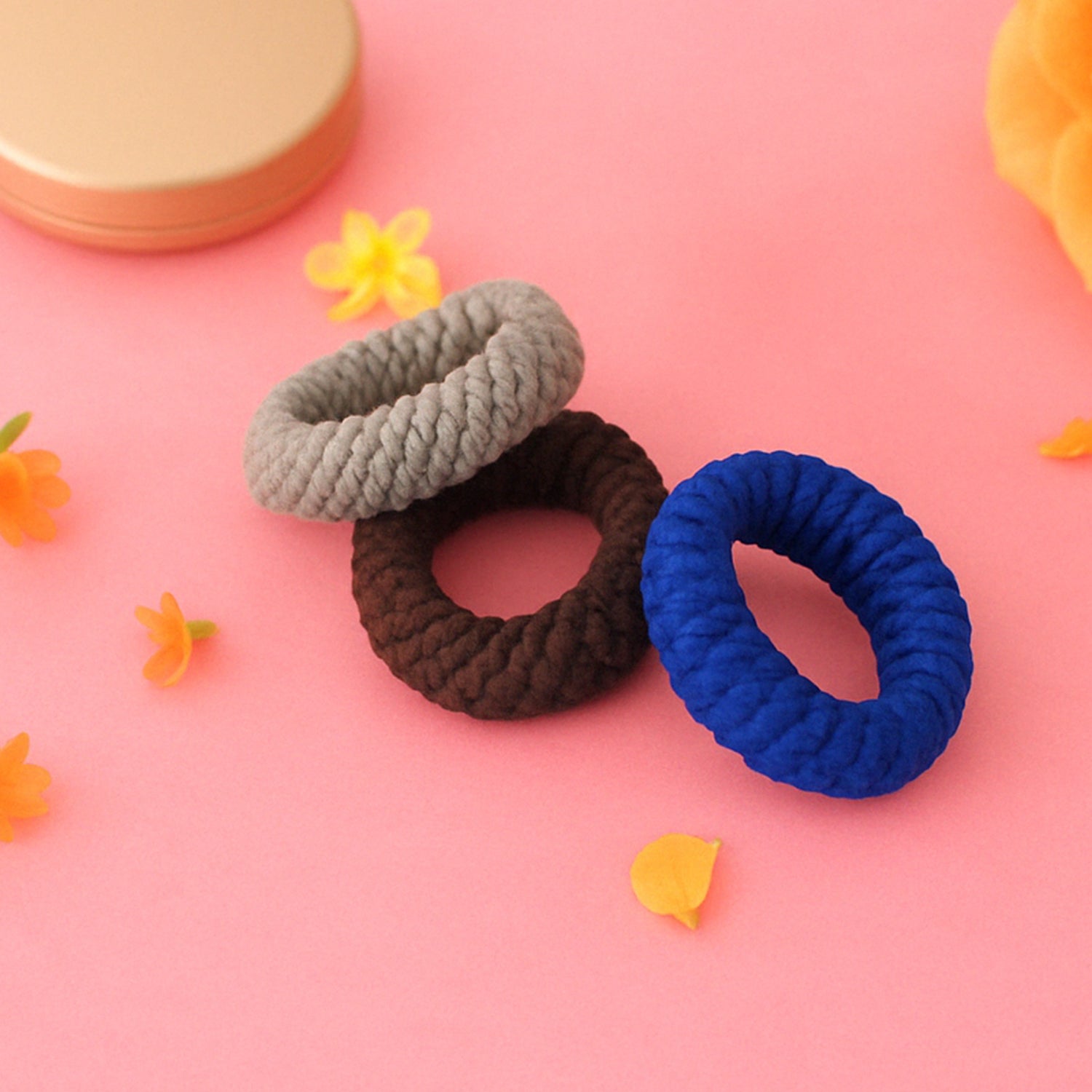 Tyre Shape Hair Rubber Bands Pack Of 3 (Multicolour)