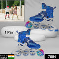 7554  Inline Skates With Led Flashing Light Wheel With Adjustable Length Skate Premium High Quality Skates Pair