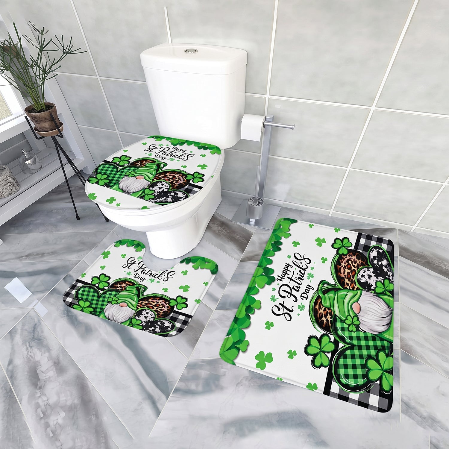 3 In 1 Bathroom Mat Set (1 Set Mix Design)